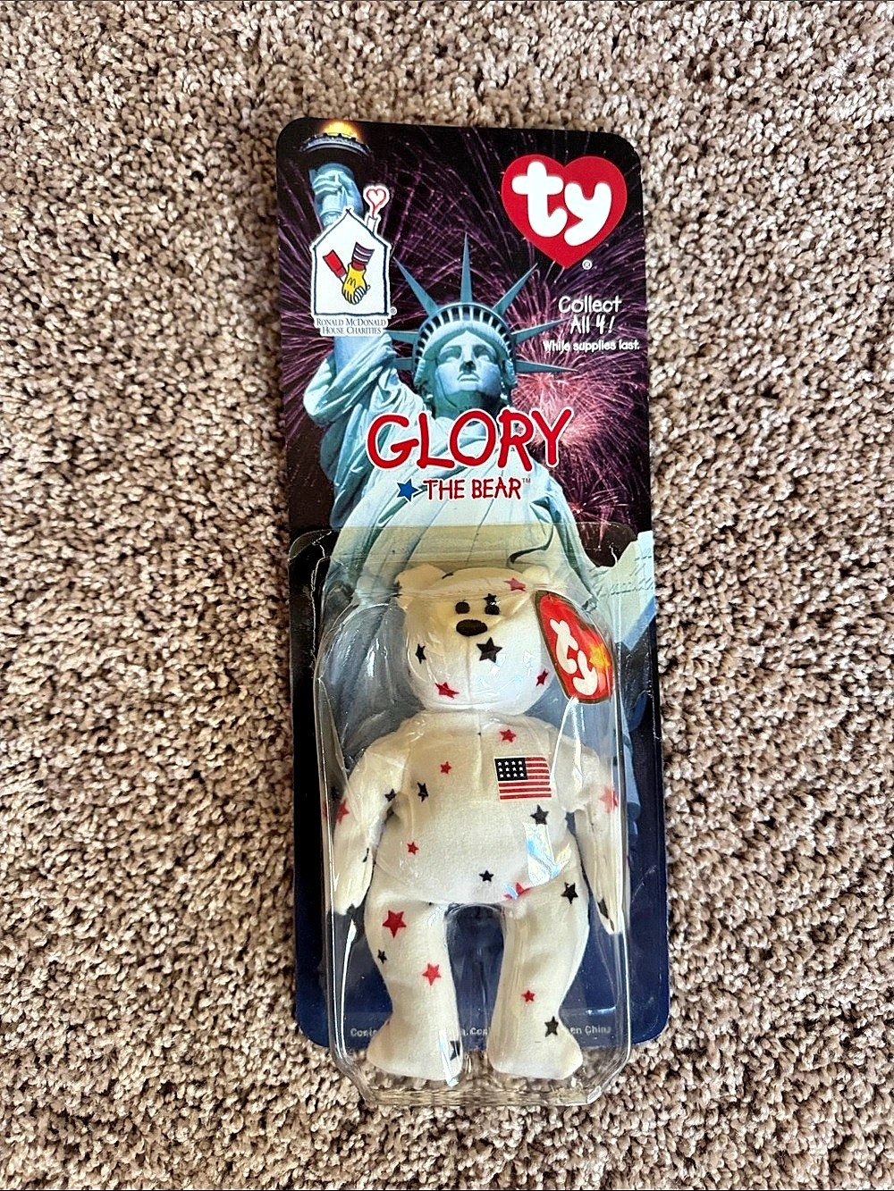 Ty Glory the Bear Collectible Bear in White & Blue